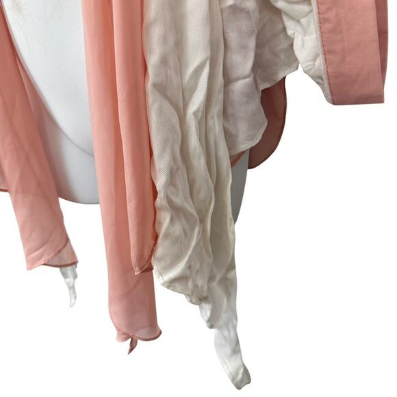 Laurie Solet LS Womens White Pink Open Boho Jacket Lightweight Roll Tab Sleeve M - Picture 8 of 14